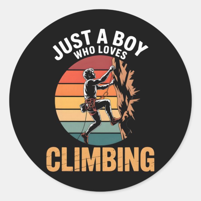 Boys Climbing  Classic Round Sticker (Front)