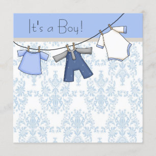 Boys Clothesline Baby Shower Invitation
