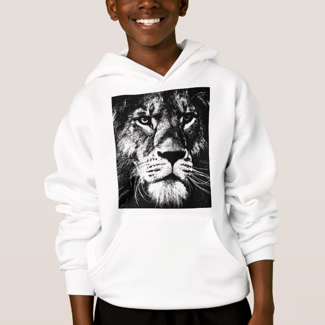 Boys Clothing Apparel Fashion White Hoodie Lion (Front)