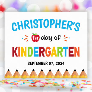 Boys Colourful First Day Of School Kindergarten Poster