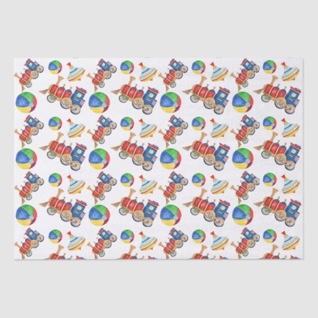 Boy's Colourful Toys Tissue Paper (Front)