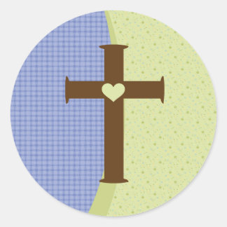 Boys Communion Cross Classic Round Sticker