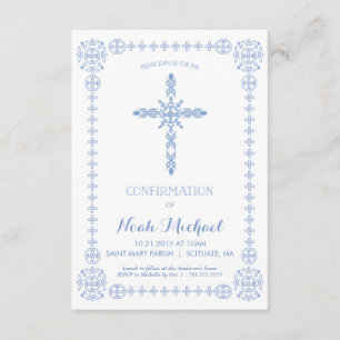 Boys Confirmation Invitation, Classy Invite, Cross Invitation
