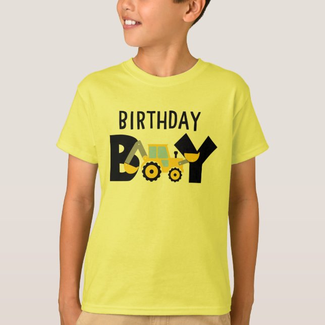  Boys Construction Birthday Party Tee (Front)