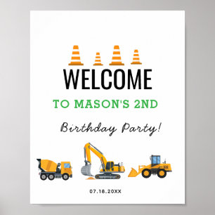 Boys Construction Birthday Party Theme Poster