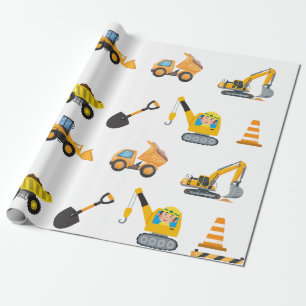 Boys Construction Birthday Party Theme Wrapping Paper