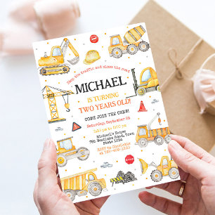 Boys Construction Birthday Zone Party Invitation