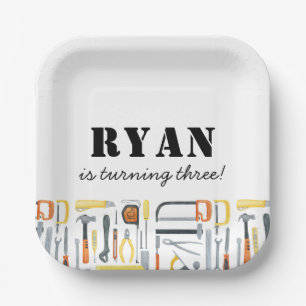 Boy's Construction Builder Birthday Paper Plate