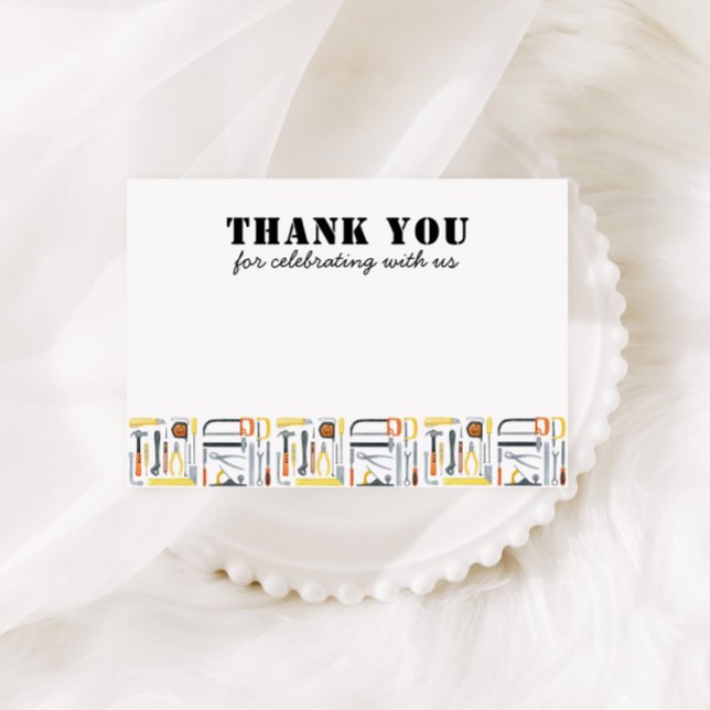 Boy's Construction Builder Birthday  Thank You Card (Creator Uploaded)