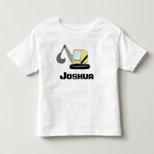 Boys Construction Digger Excavator Doodle and Name Toddler T-Shirt