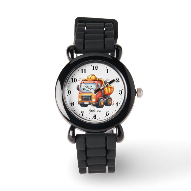boys construction dump truck customisable  watch (Front)