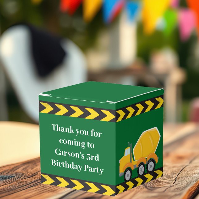 Boys Construction Truck Green Kids Birthday Party Favour Box (Creator Uploaded)