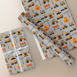 Boys Construction Trucks Wrapping Paper