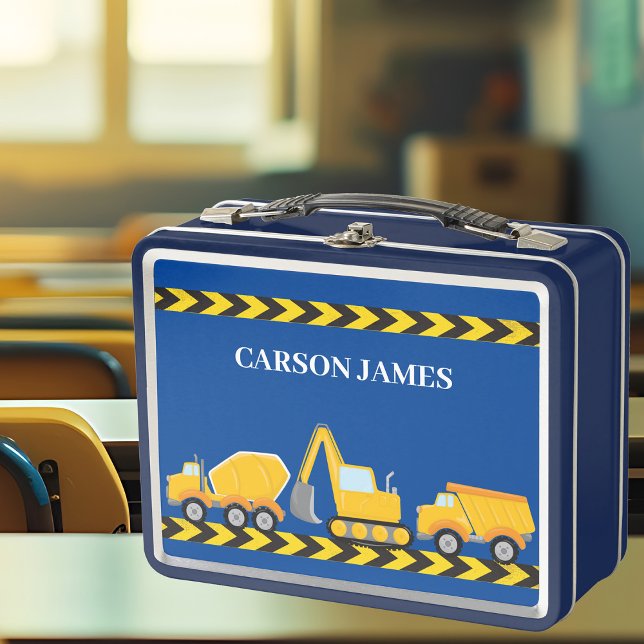 Boys Construction Vehicle Custom Blue Dump Truck Metal Lunch Box (Creator Uploaded)