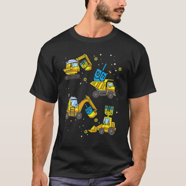 Boys Construction Vehicle Hanukkah Jewish Boys Kid T-Shirt (Front)