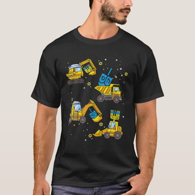Boys Construction Vehicle Hanukkah Jewish Boys T-Shirt (Front)