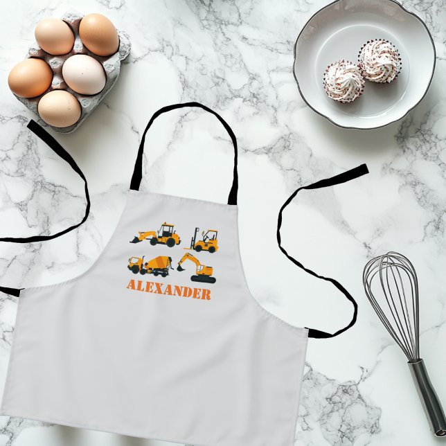 Boys Construction Vehicles Personalised Apron (Creator Uploaded)
