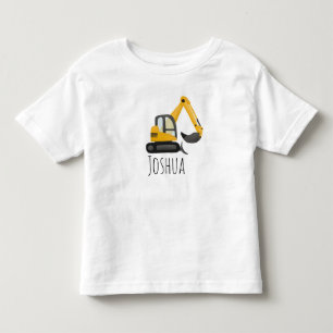 Boys Construction Zone Digger Excavator and Name Toddler T-Shirt