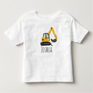Boys Construction Zone Digger Excavator and Name Toddler T-Shirt