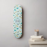 Boys Cool Blue Dinosaur Pattern Kids Skateboard<br><div class="desc">This modern and cool kids skateboard design features a dinosaur pattern,  with a t-rex and triceratops print on a blue background,  and can be personalised with your boys name and monogram. The perfect dino gift for any skateboard enthusiast.</div>