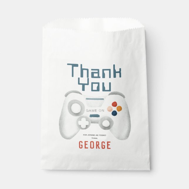 Boys Cool Blue Gaming Kids Birthday Favour Bags (Front)