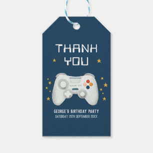 Boys Cool Blue Gaming Thank You Kids Birthday Gift Tags
