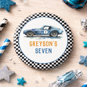 Boys Cool Blue Racing Car Kids Birthday 3 Cm Round Badge