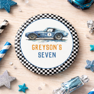 Boys Cool Blue Racing Car Kids Birthday 3 Cm Round Badge