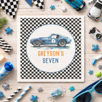 Boys Cool Blue Racing Car Kids Birthday