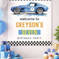Boys Cool Blue Racing Car Kids Birthday