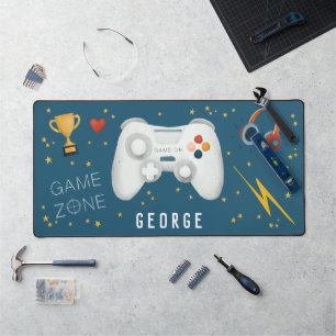 Boys Cool Blue Video Game Controller Kids Gaming Desk Mat