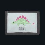 Boys Cool Dinosaur Cartoon and Name Kids Trifold Wallet<br><div class="desc">This lovely design features a cool stegosaurus dinosaur cartoon,  and can be personalised with your boy's name. Perfect for any dinosaur loving kids first wallet. Check out our store for other gorgeous dino themed designs!</div>