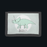Boy's Cool Doodle Triceratops Dinosaur with Name Tri-fold Wallet<br><div class="desc">This cool design is a part of a collection featuring cute dinosaurs for little boy's apparel and accessories. This children's design features a hand drawn Triceratops doodle dinosaur and can be personalised with your boy's name. Check out our store for other dinosaur designs!</div>