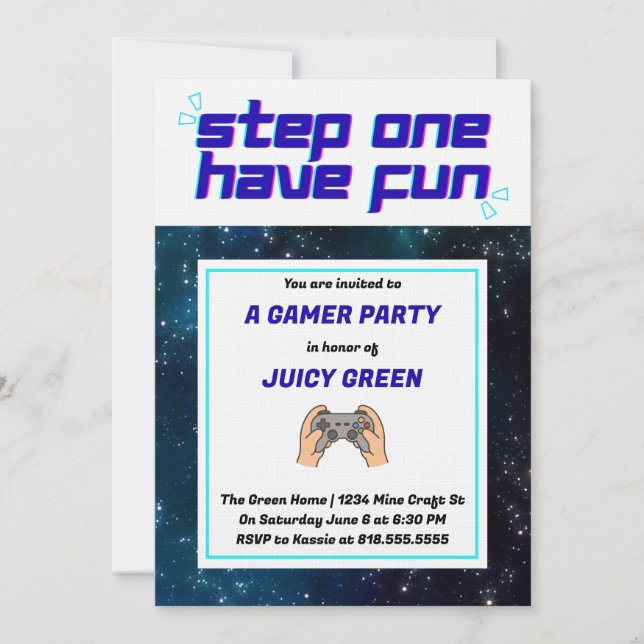 Boys Cool Gamer Invitation (Front)