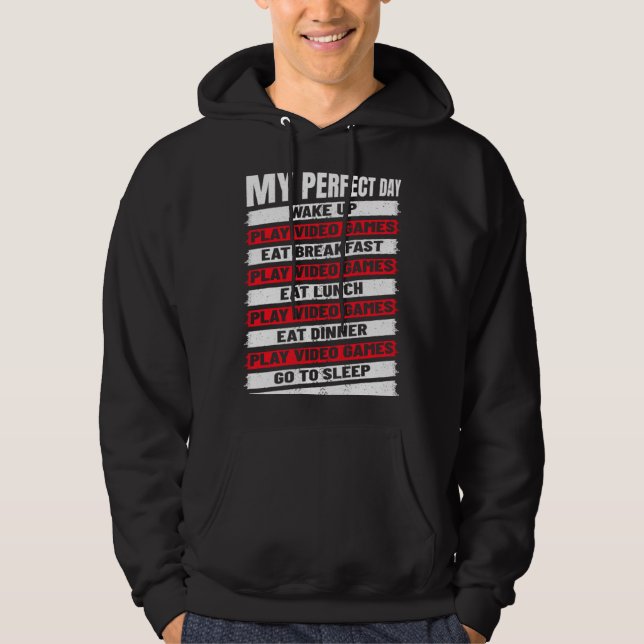 Boys  Cool Gamer My Perfect Day Video Games Hoodie (Front)