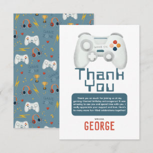 Boys Cool Gaming Kids Birthday  Thank You Card