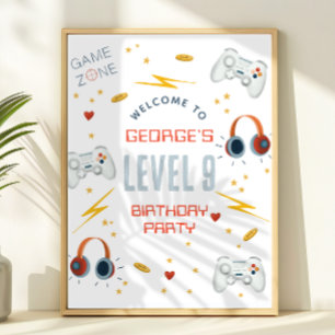 Boys Cool Gaming Kids Birthday Welcome Sign