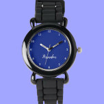 Boys Cool Modern Black Stylish Custom Name Kids Watch<br><div class="desc">Make every moment special with our Custom Kids Name Watch! This personalised timepiece is perfect for children of all ages, featuring their name printed boldly on the face of the watch. Available in vibrant colours and fun designs, this watch makes learning to tell time both stylish and exciting. Crafted with...</div>