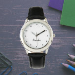 Boys Cool Modern Black Stylish Custom Name Kids Watch<br><div class="desc">Make every moment special with our Custom Kids Name Watch! This personalised timepiece is perfect for children of all ages, featuring their name printed boldly on the face of the watch. Available in vibrant colours and fun designs, this watch makes learning to tell time both stylish and exciting. Crafted with...</div>