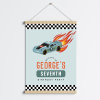 Boys Cool Racing Car Kids Birthday Welcome Sign