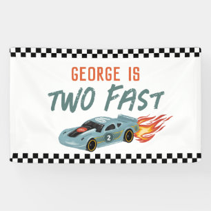 Boys Cool Two Fast 2nd Birthday Hot Car Banner