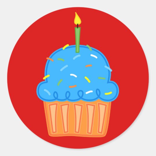 Boys Cupcakes Red Stickers