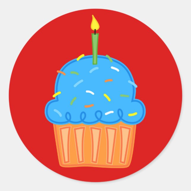 Boys Cupcakes Red Stickers (Front)