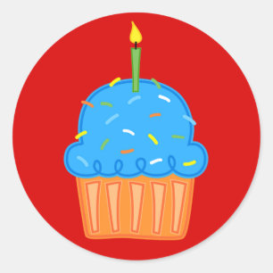 Boys Cupcakes Red Stickers