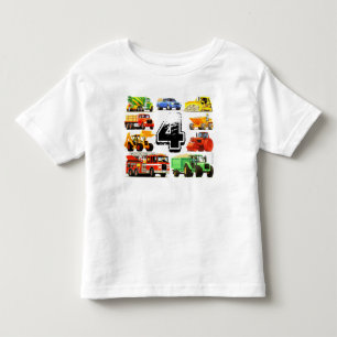 Boy's Custom Age Construction Truck 4th Birthday Toddler T-Shirt