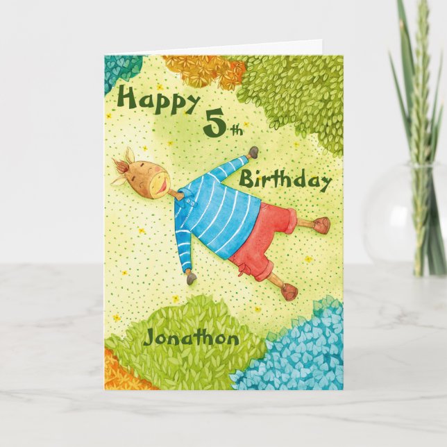 Boy's Custom Cartoon Birthday Card (Front)
