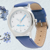 Boys Custom Name Cool Blue Stylish Trendy Kids Watch