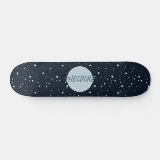 Boys custom name moon stars space kids skateboard