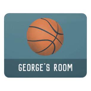 Boys Cute and Modern Blue Basketball Kids Door Sign