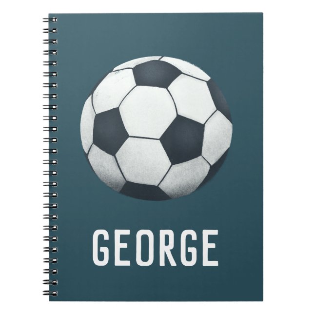 Boys Cute and Modern Blue Soccer Kids School Notebook (Front)